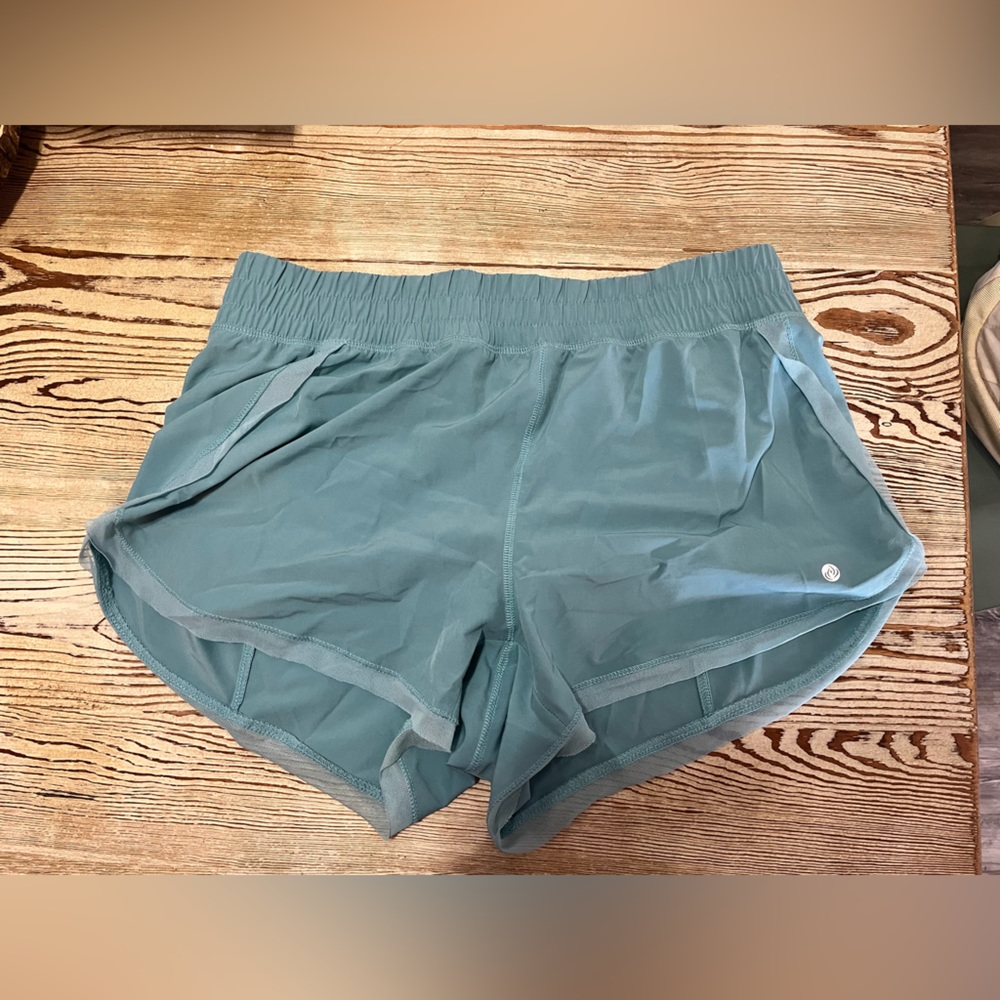 Large blue shorts, mesh detail